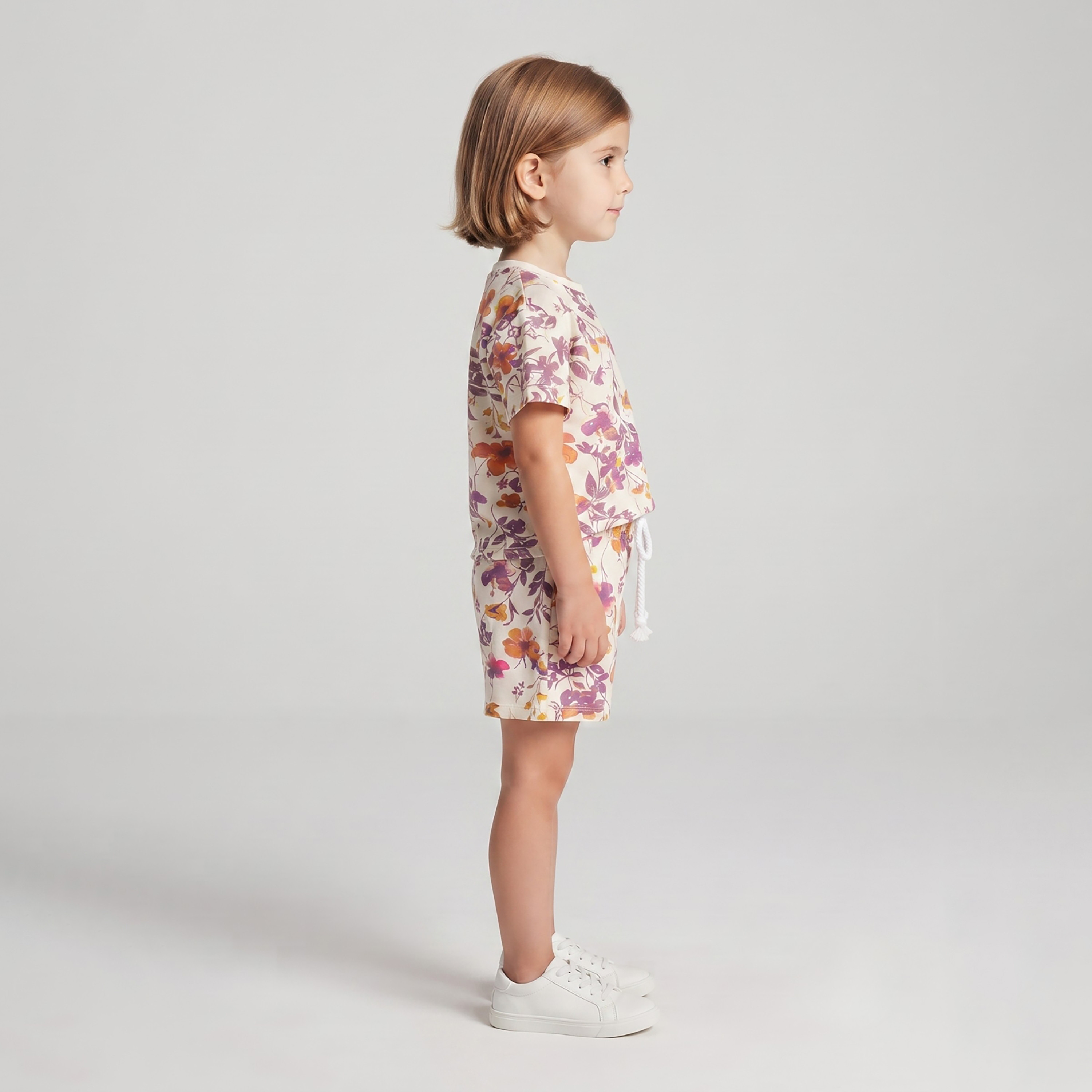 Babyqlo Floral Short Sleeves T-Shirt & Shorts Co-ord Set-baby-girls-clothing-setsandcoords-image-3