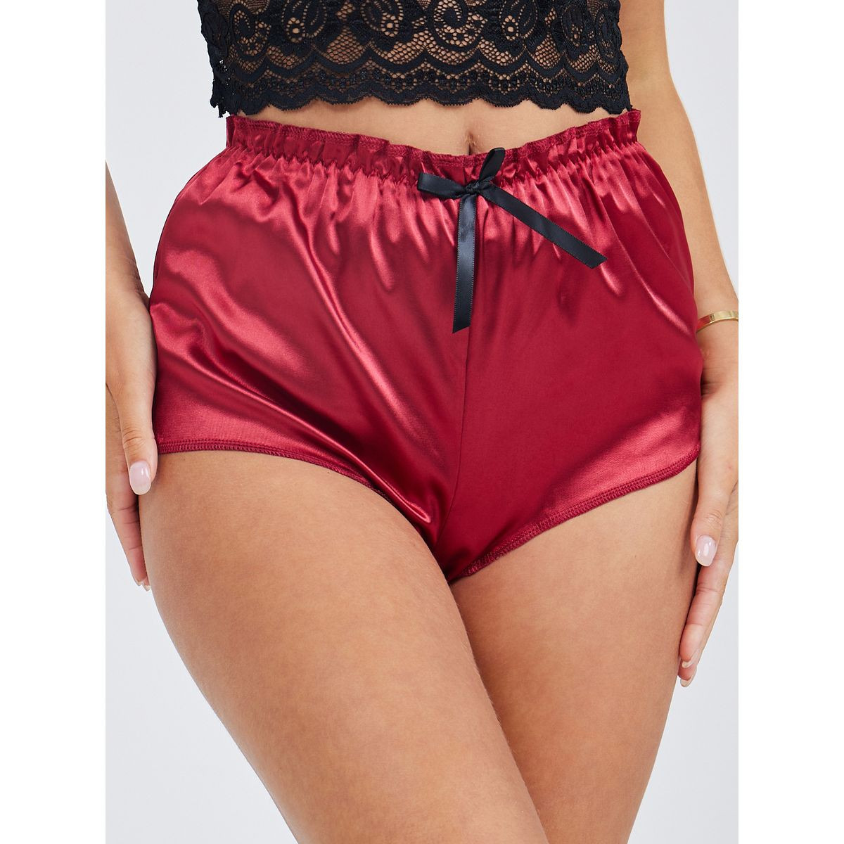 Styli Longline Lace Detail Bralette and Satin Short Set-women-clothing-lingerie-lingeriesets-image-3