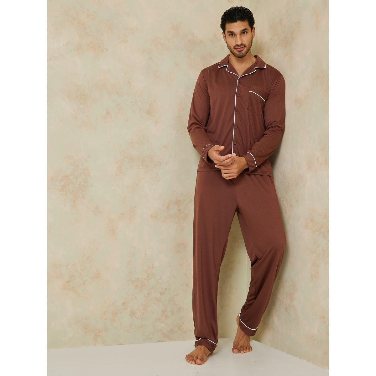 طقم بيجاما من ( بلوزة + بنطال )-men-clothing-nightwear-sets-image-1