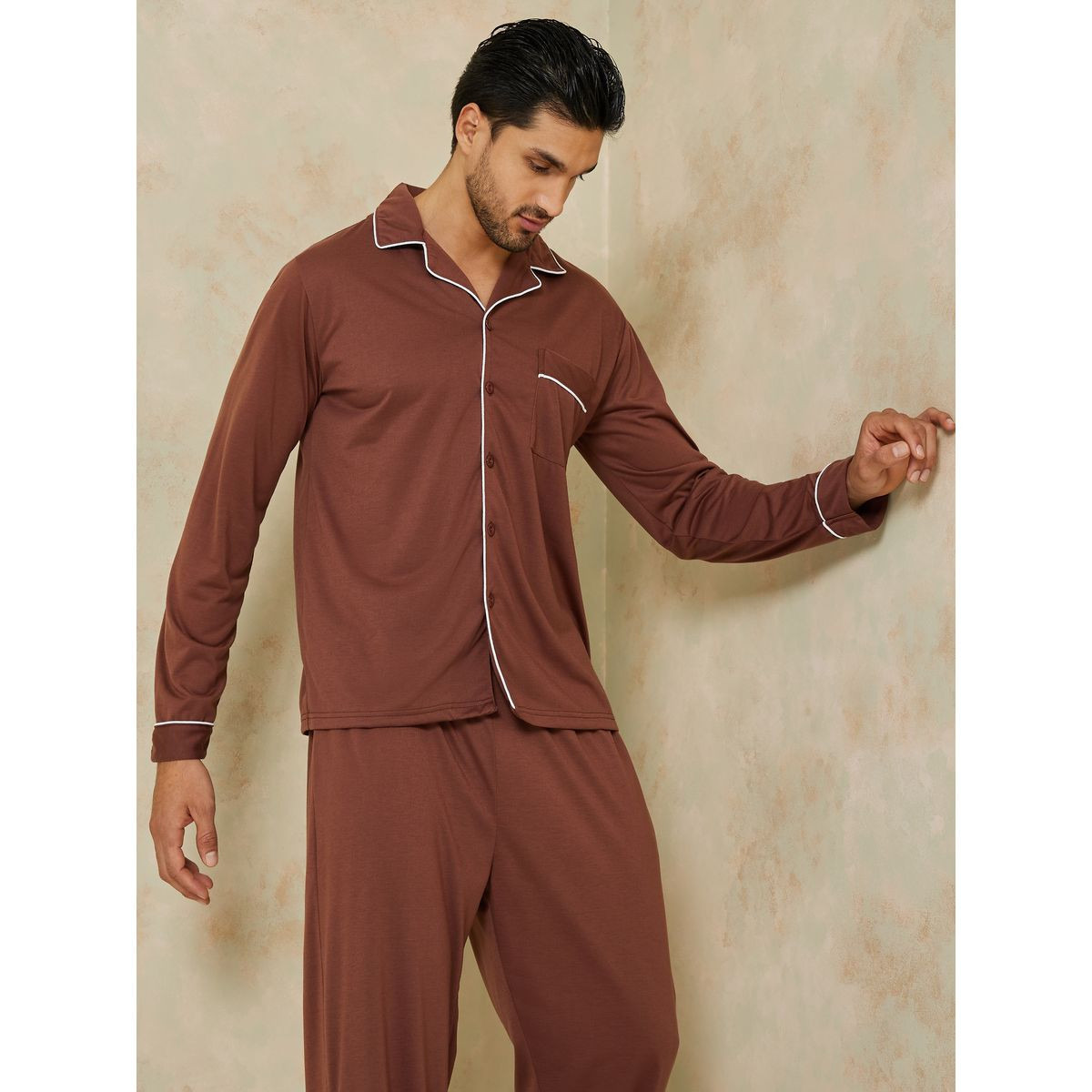 طقم بيجاما من ( بلوزة + بنطال )-men-clothing-nightwear-sets-image-2
