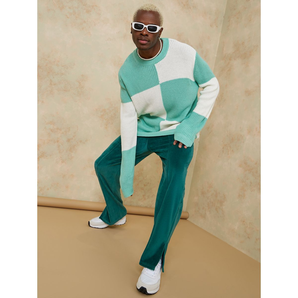 Styli Oversized Checkboard Colorblock Knitted Jumper-men-clothing-sweatersandpullovers-image-2