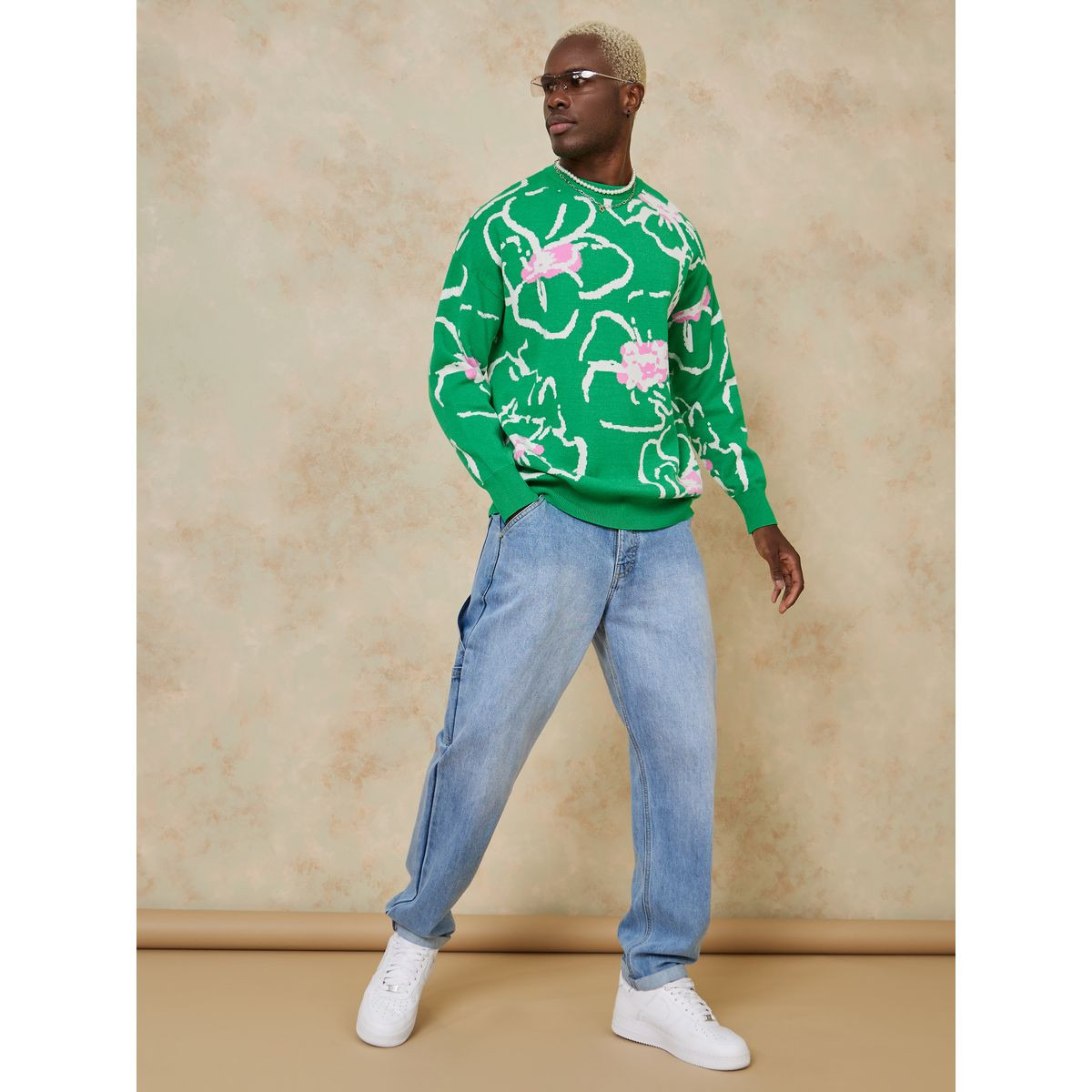 Styli Oversized Floral Print Knitted Jumper-men-clothing-sweatersandpullovers-image-2