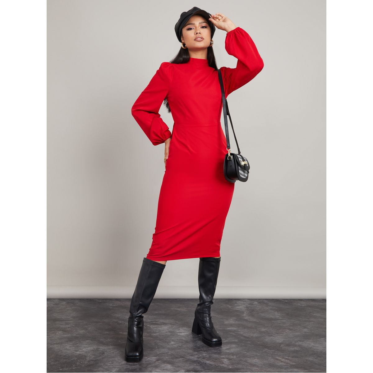 فستان ميدي باكمام طويلة-women-clothing-dresses-image-1