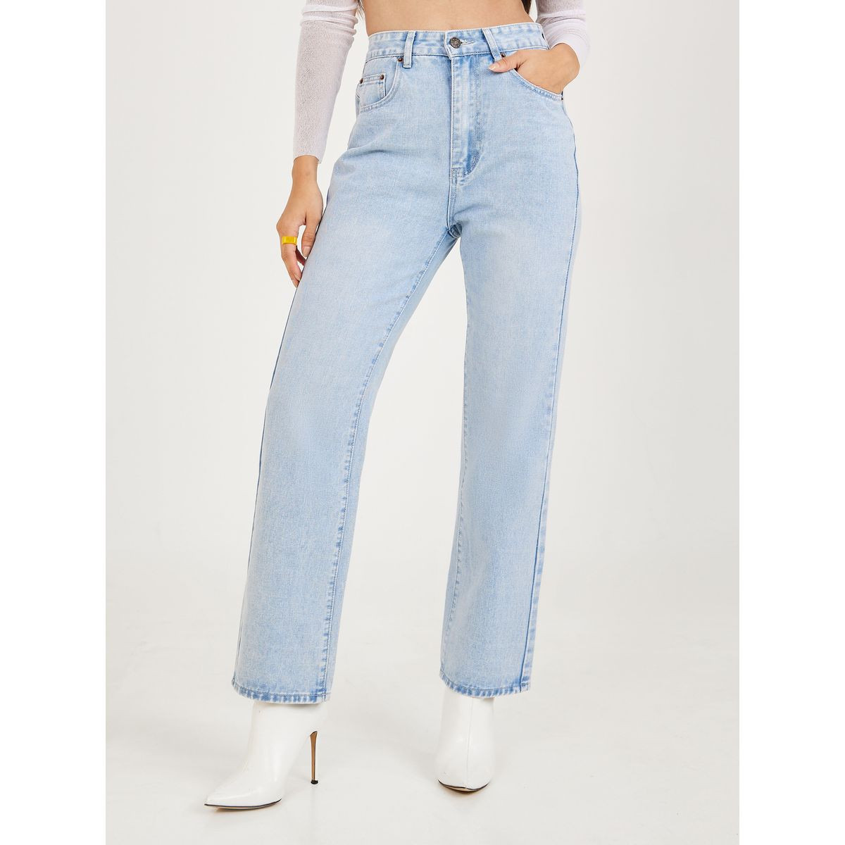 جينز بقصة مستقيمة وخصر عالي-women-clothing-bottoms-jeans-image-2