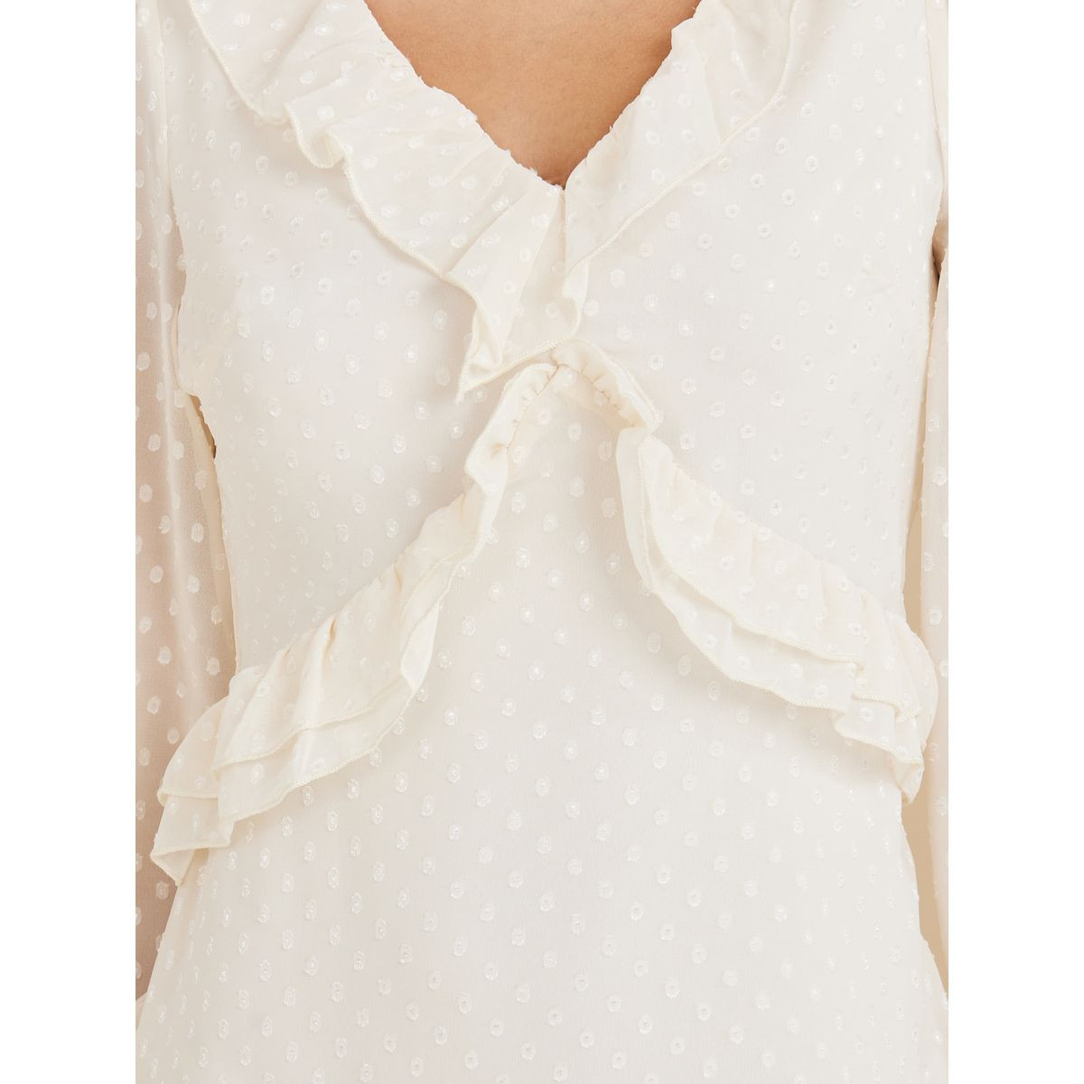 Styli Sheer Long Sleeves Dobby Spot A-Line Maxi Dress-women-clothing-dresses-image-3