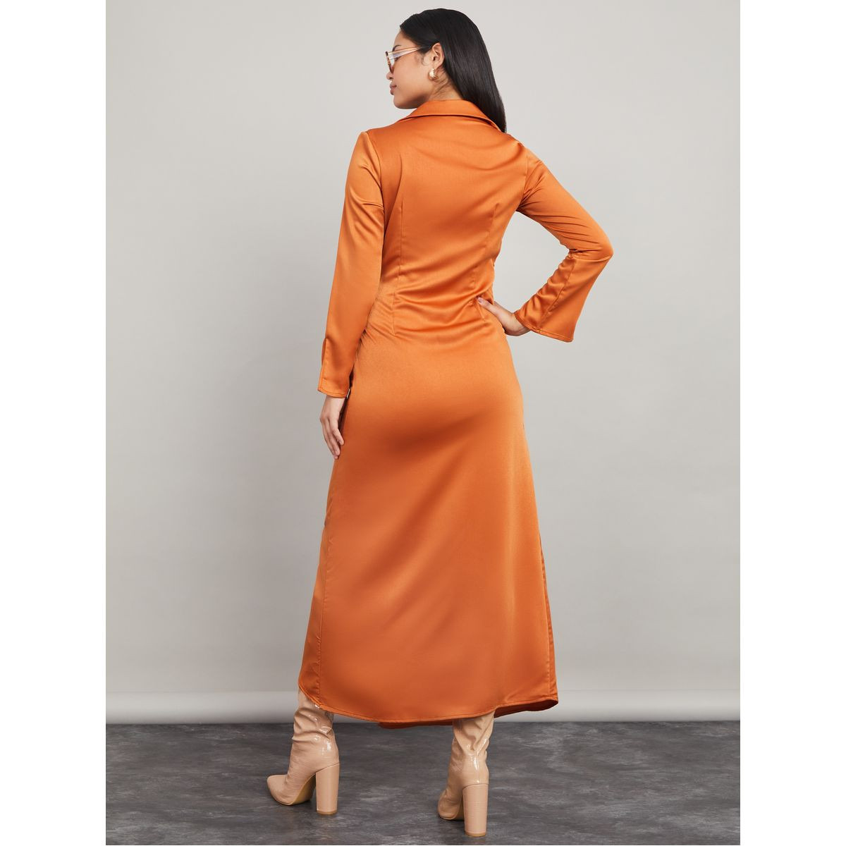 فستان طويل بنمط لف واكمام طويلة-women-clothing-dresses-image-4