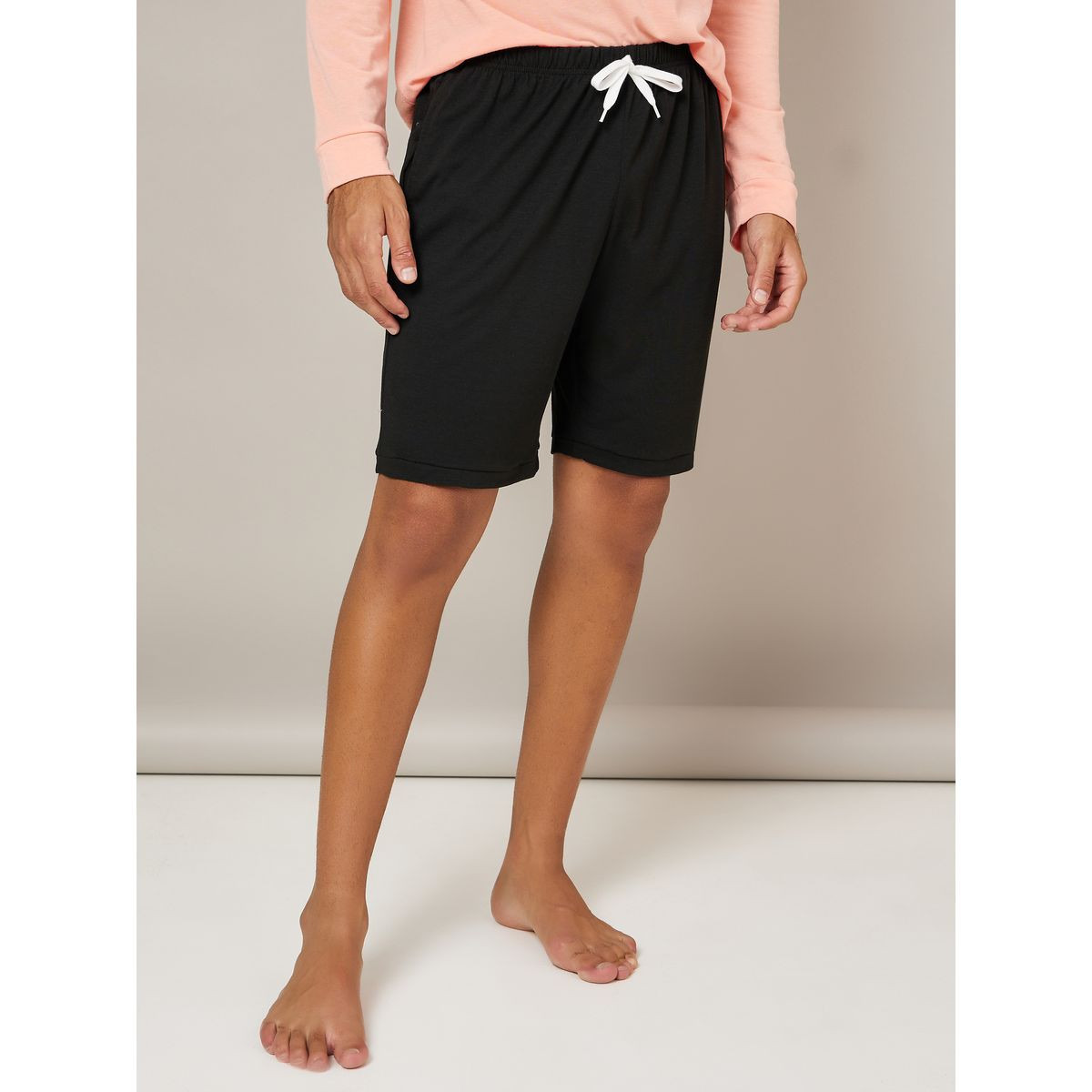 Styli Unwind Solid Long Sleeves T-shirt and Shorts Set-men-clothing-nightwear-sets-image-4