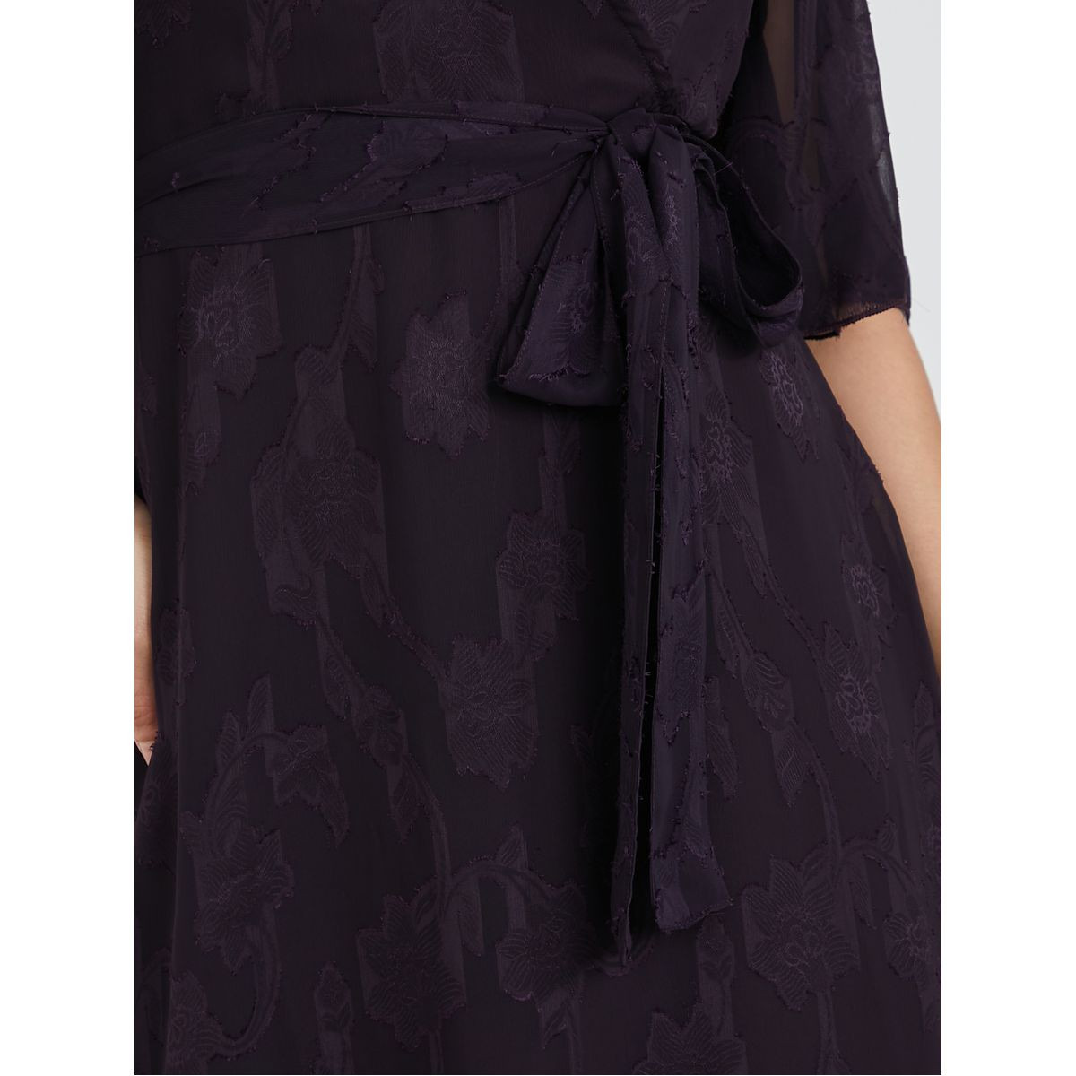 Styli Angel Sleeves Jacquard Wrap Front Midi Dress-women-clothing-dresses-image-3