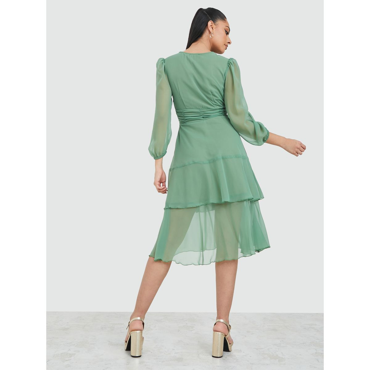 فستان ميدي مزين بطيات-women-clothing-dresses-image-4