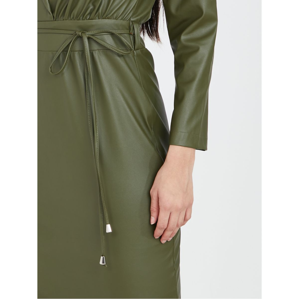 فستان ميدي جلد بنمط بليزر-women-clothing-dresses-image-3