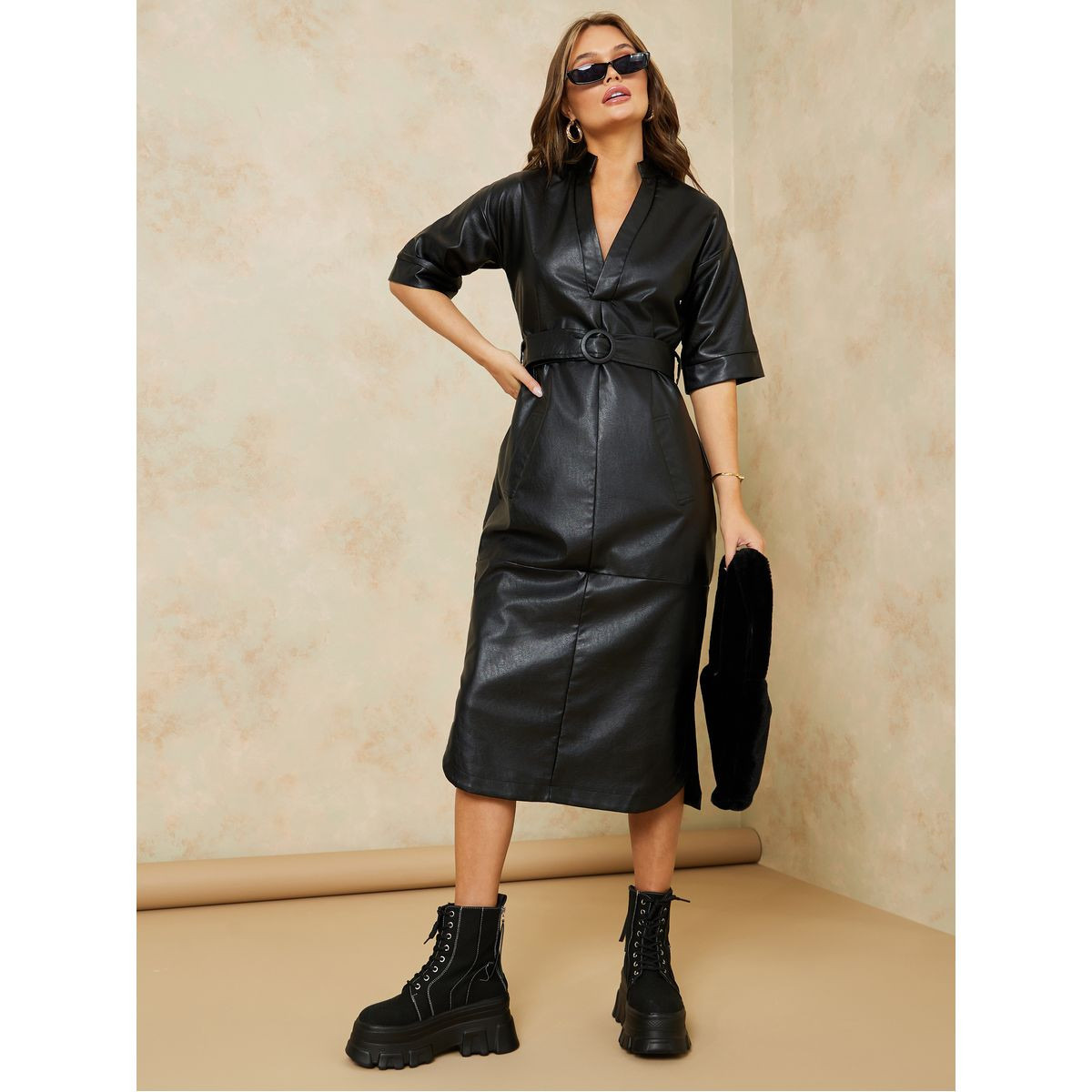 فستان ميدي باكمام قصيرة-women-clothing-dresses-image-1