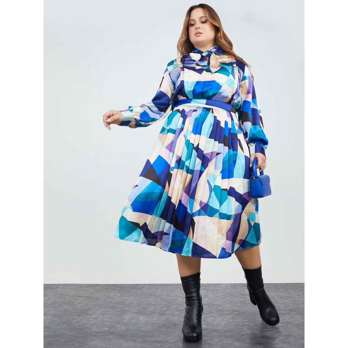 فستان ميدي مطبع بطبعة مجردة-women-clothing-dresses-image-1