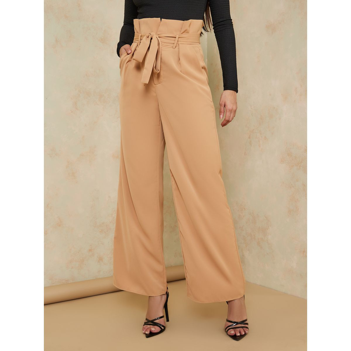 بنطال بخصر بيبر باغ واربطة-women-clothing-trousers-image-2