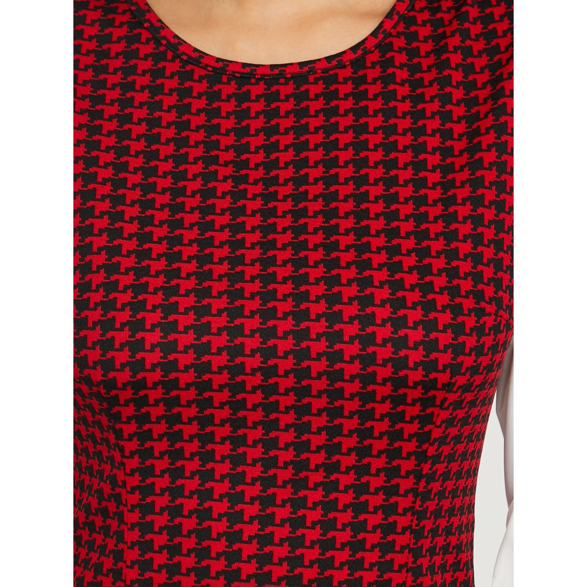 فستان ميدي بديكون مطبع بمربعات-women-clothing-dresses-image-3