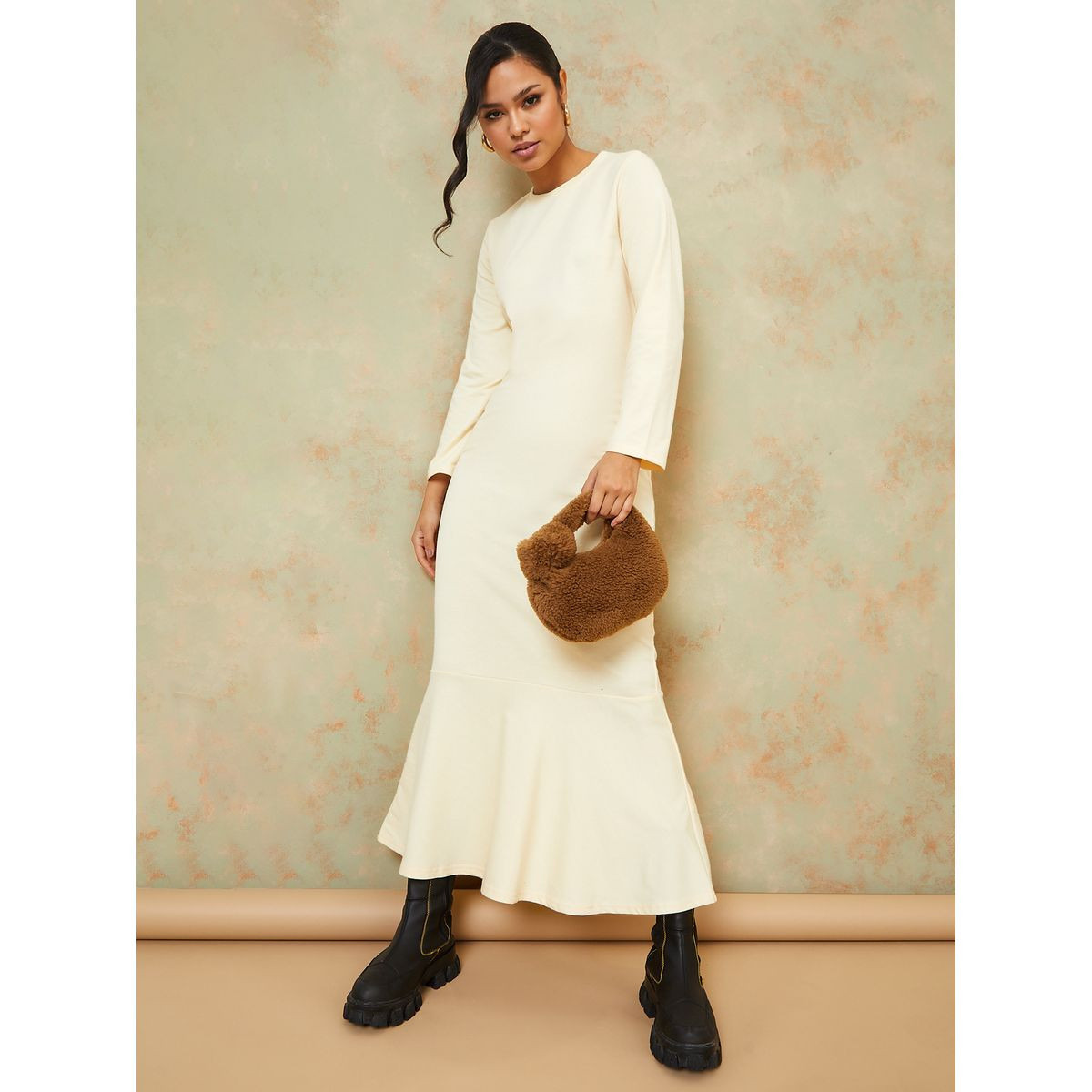 فستان طويل بياقة دائرية واكمام طويلة-women-clothing-dresses-image-1