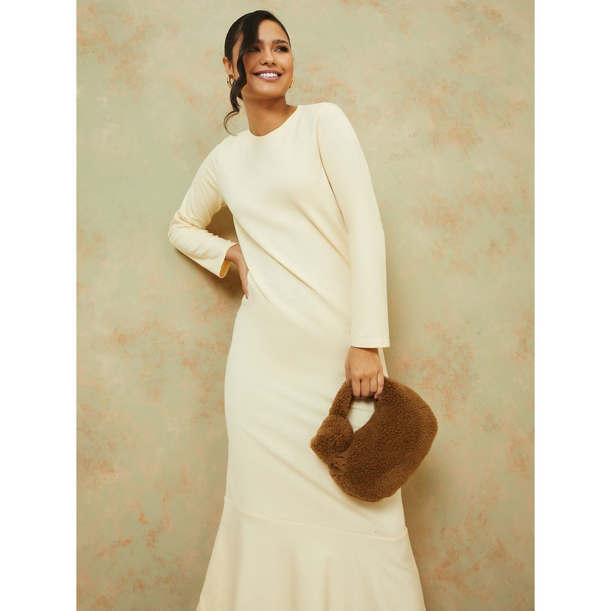 فستان طويل بياقة دائرية واكمام طويلة-women-clothing-dresses-image-2