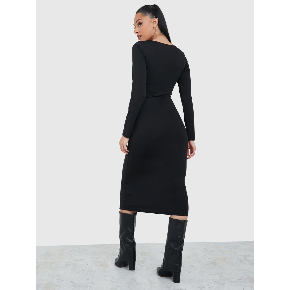 فستان ميدي بديكون بتداخلات دانتيل-women-clothing-dresses-image-4
