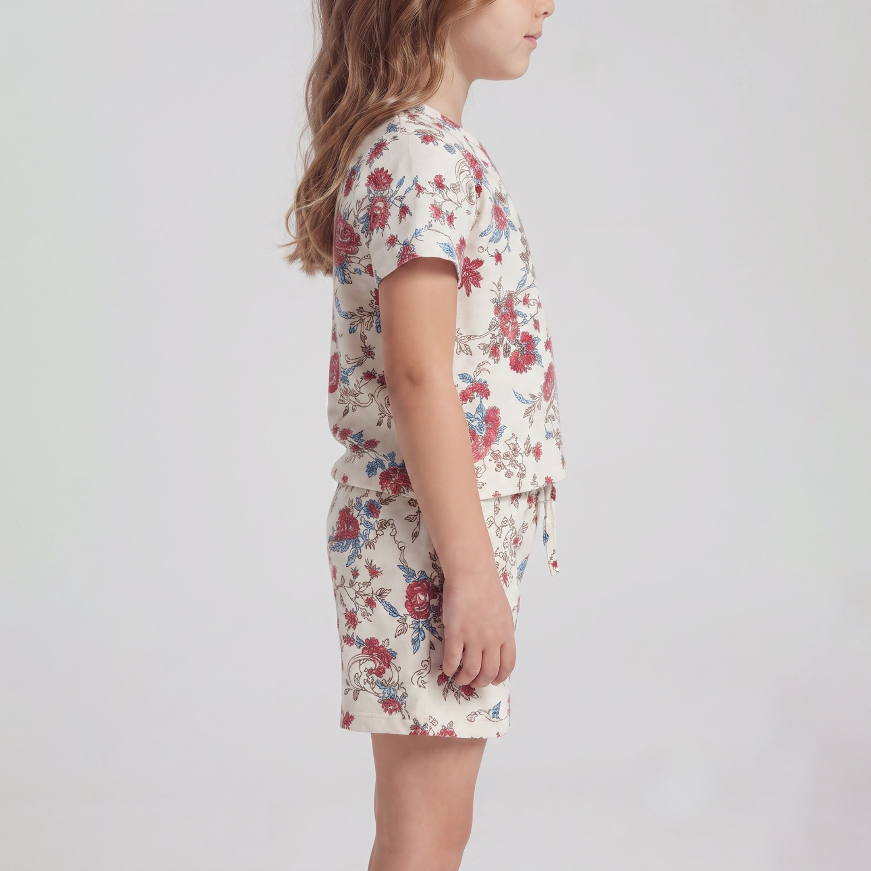 طقم متناسق تيشرت بأكمام قصيرة وبنطال بيجامة بطبعة أزهار من بيبي كلو-baby-girls-clothing-setsandcoords-image-5