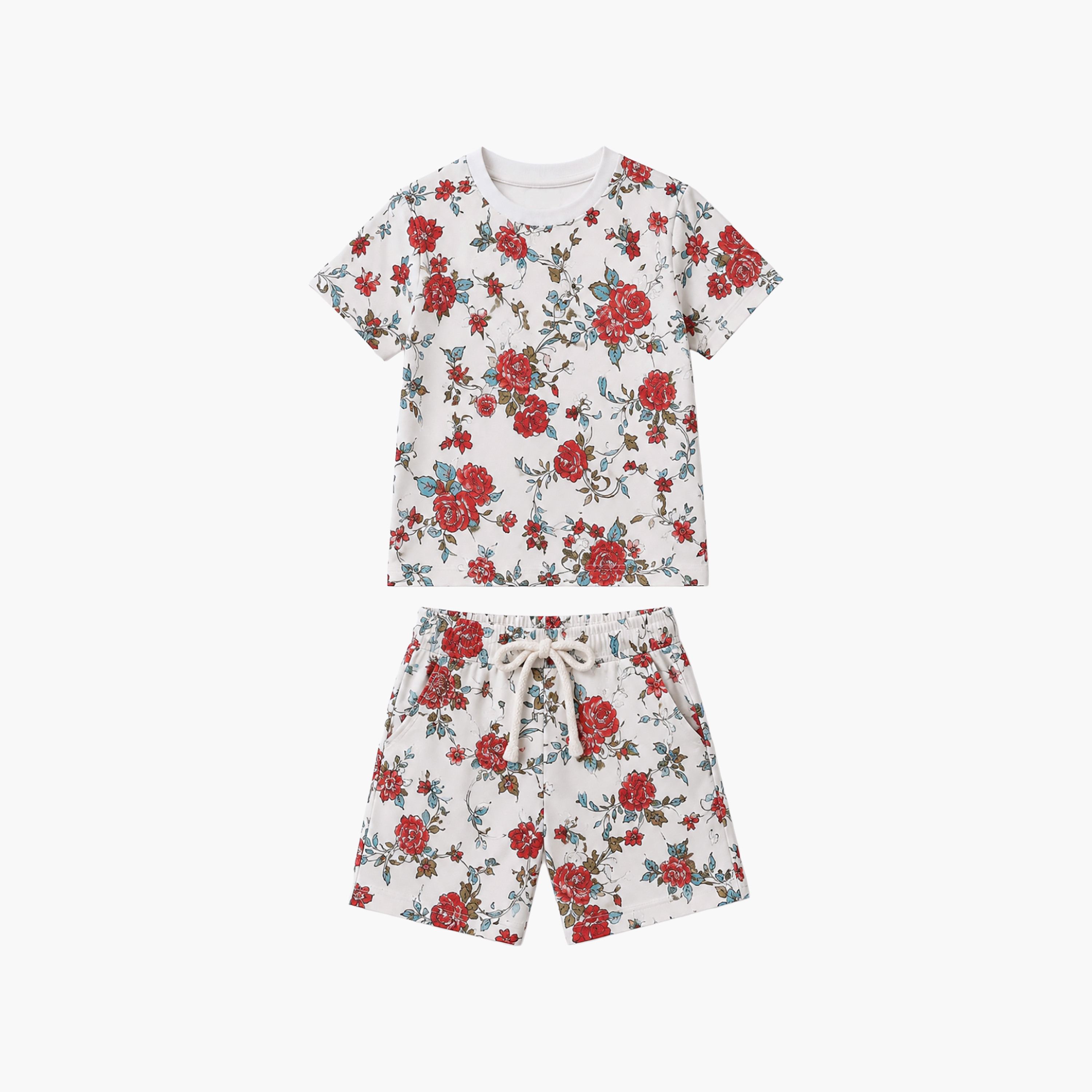طقم متناسق تيشرت بأكمام قصيرة وبنطال بيجامة بطبعة أزهار من بيبي كلو-baby-girls-clothing-setsandcoords-image-6