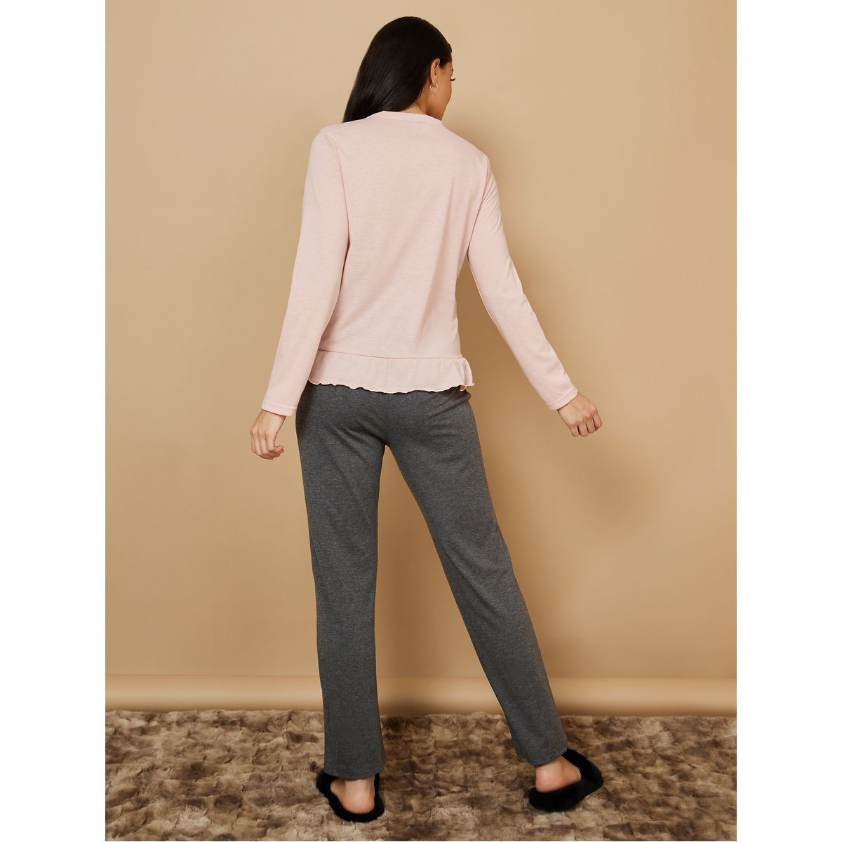 Styli Unwind Daily Reminder Slogan Long Sleeves T-shirt and Pyjama Set-women-clothing-nightwear-pyjamas-longsets-image-5