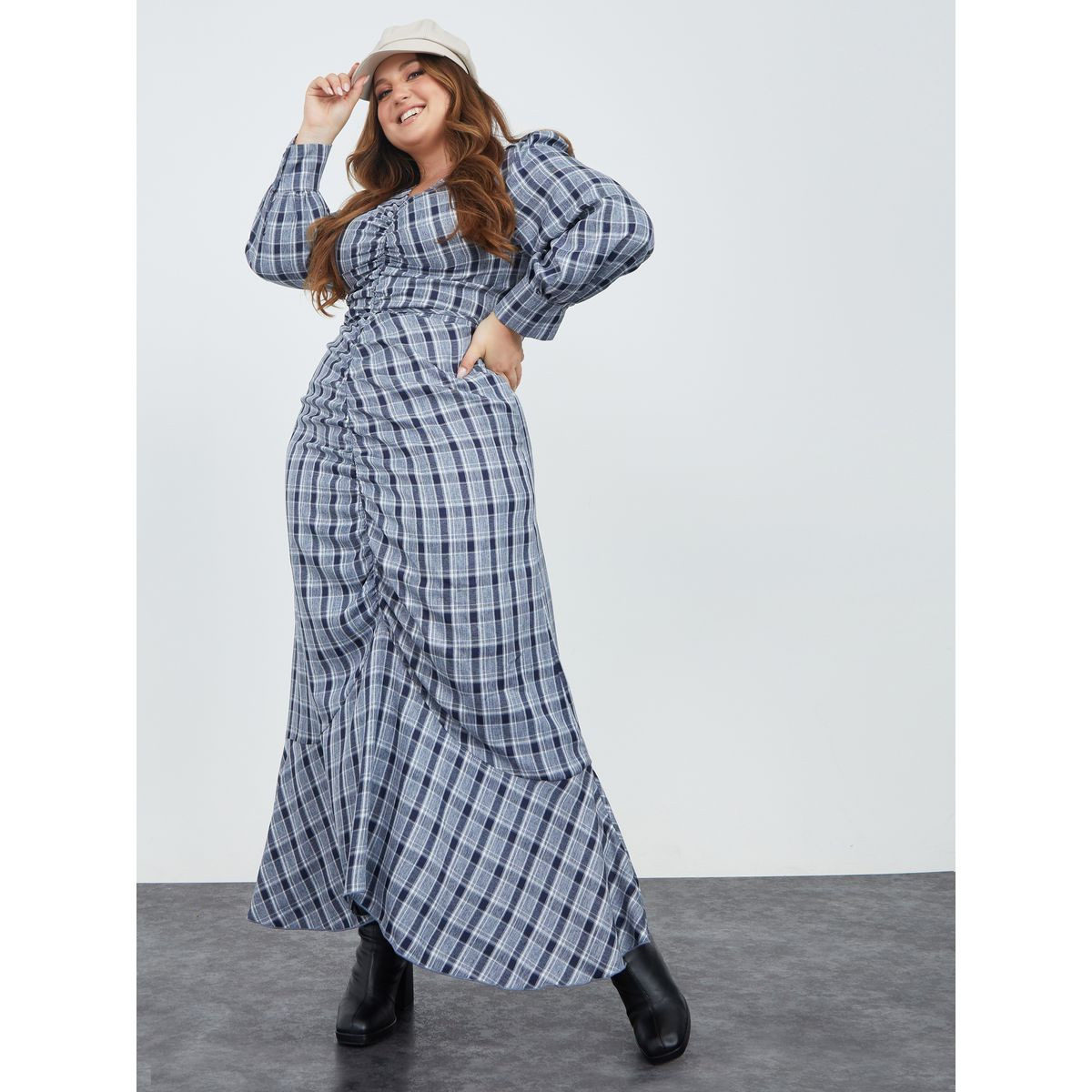فستان طويل مطبع بمربعات-women-clothing-dresses-image-1