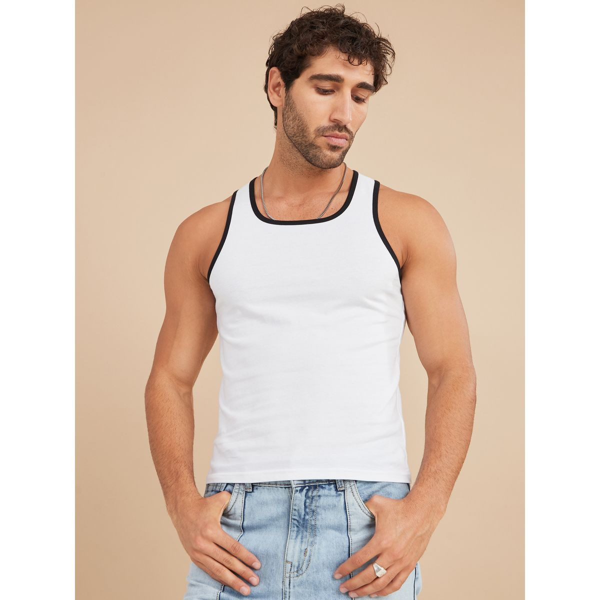Styli Unwind Pack of 2 - Fitted Vest with Contrast Binding-men-clothing-tshirtsandpolos-tshirts-image-7
