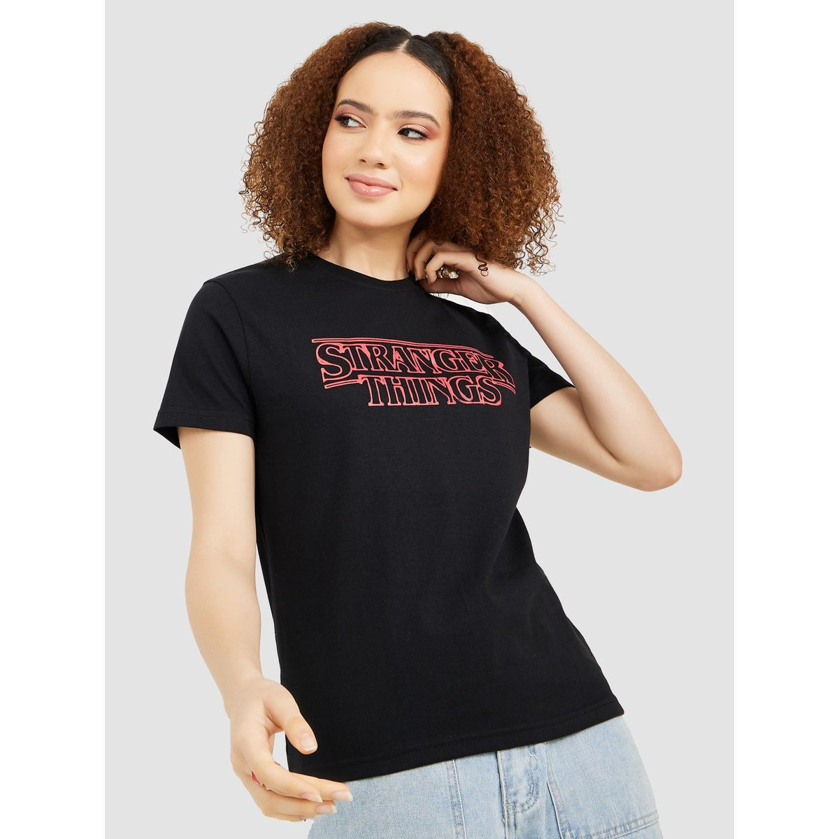 Styli Regular Fit Stranger Things Slogan Print Short Sleeves T-shirt-women-clothing-tshirts-image-3