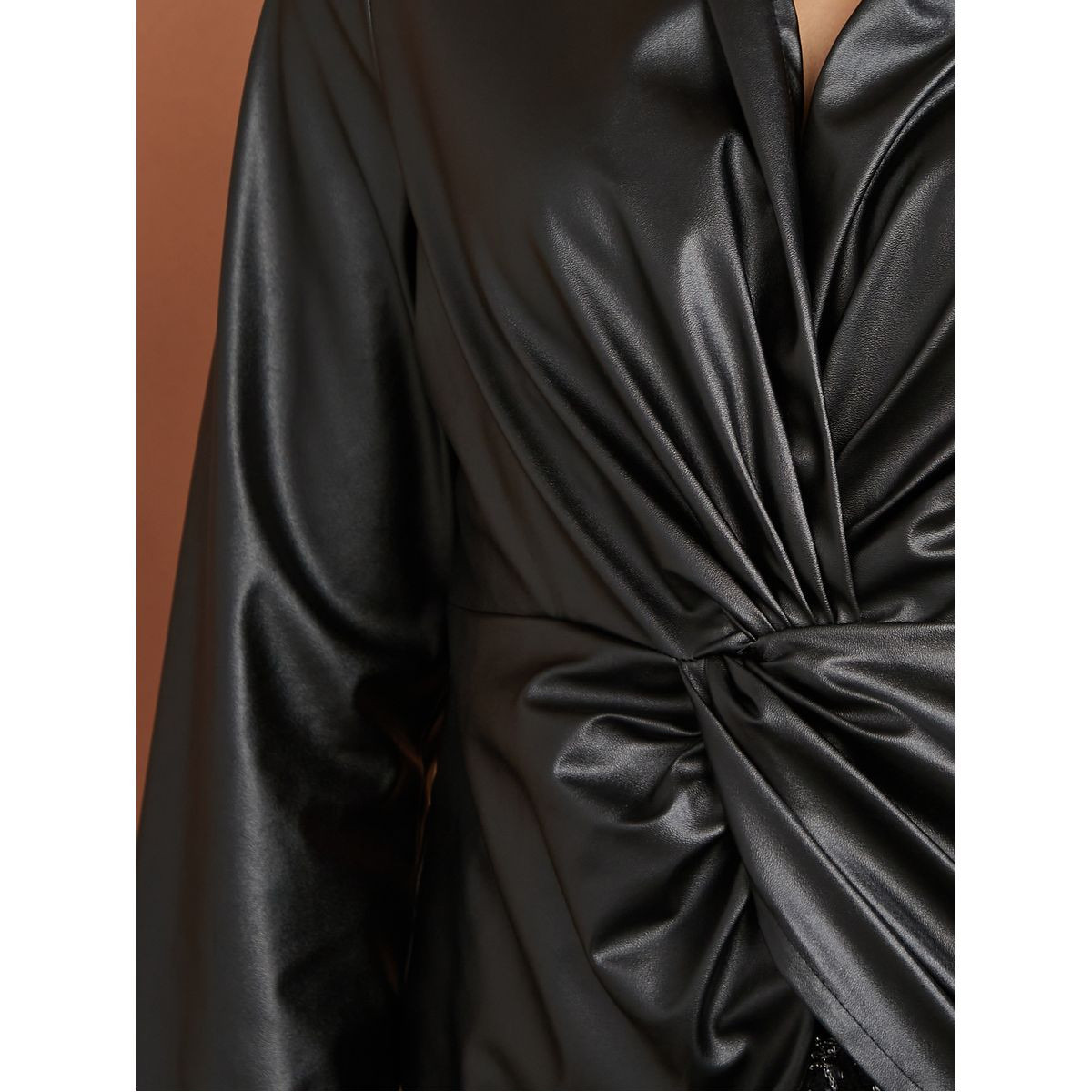 Styli Bell Sleeves Leather Look Knot Detail Regular Fit Top-women-clothing-shirtsandblouses-blouses-image-3