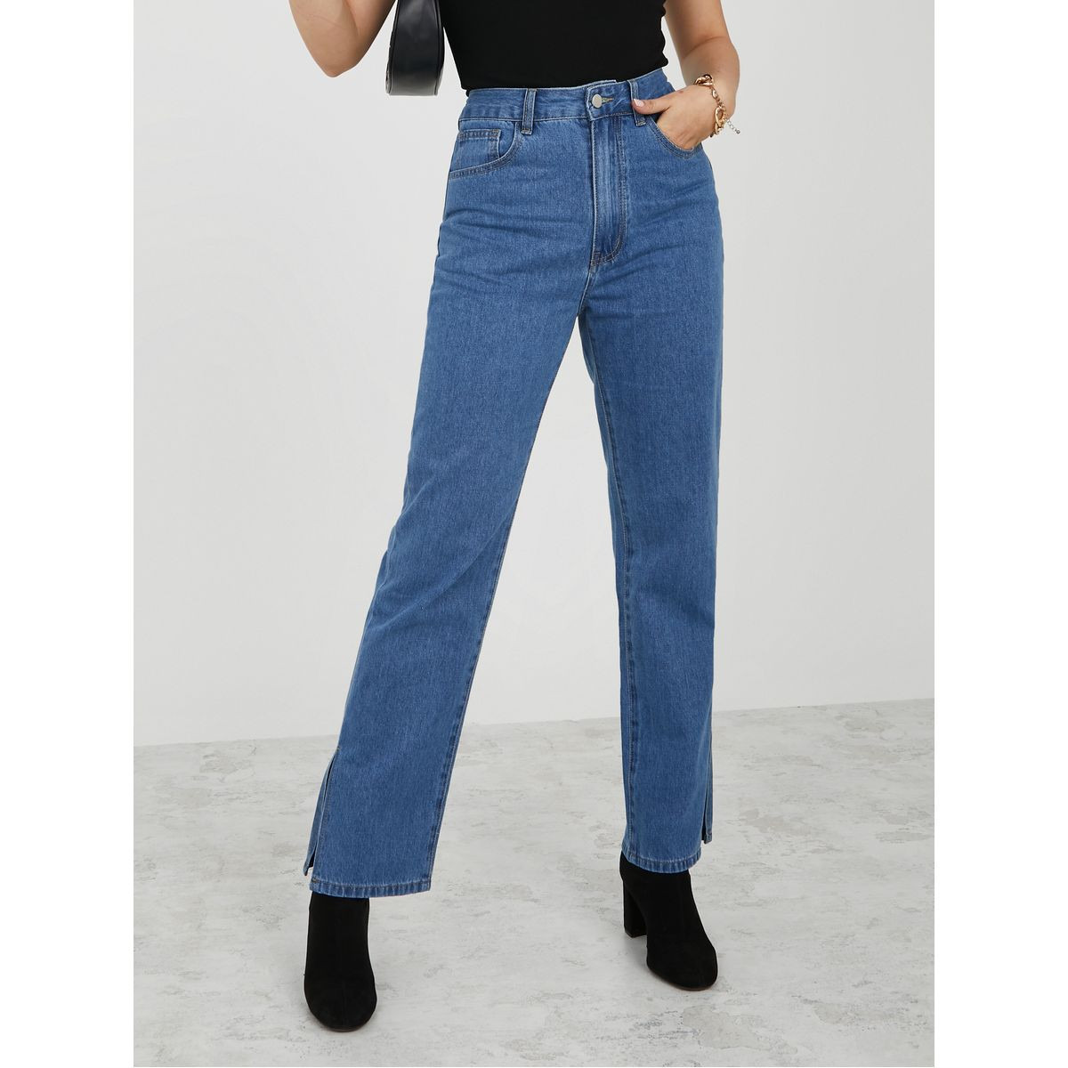 جينز بقصة مستقيمة وخصر عالي-women-clothing-bottoms-jeans-image-1