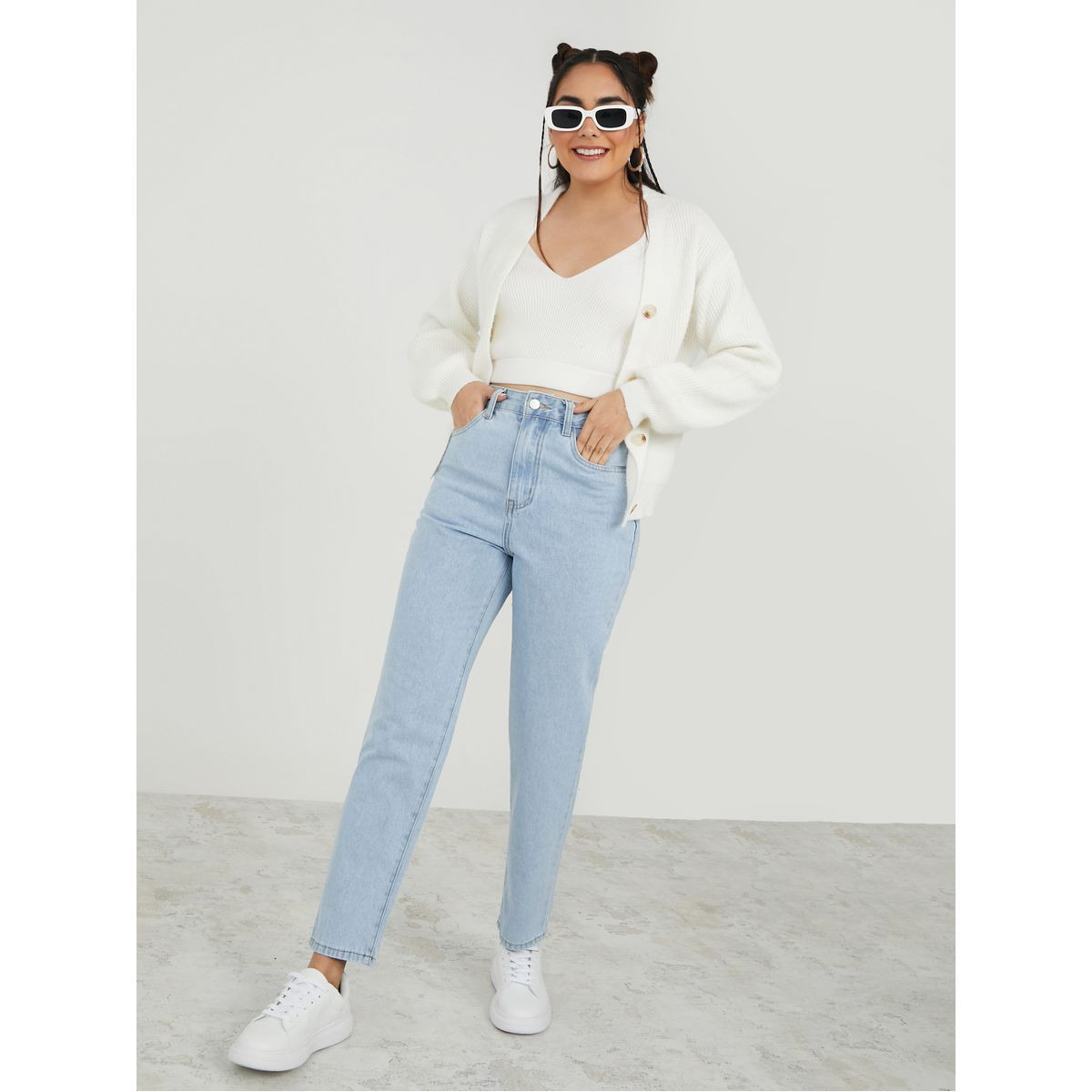 Styli High Rise Light Wash Straight Leg Jeans-women-clothing-bottoms-jeans-image-2