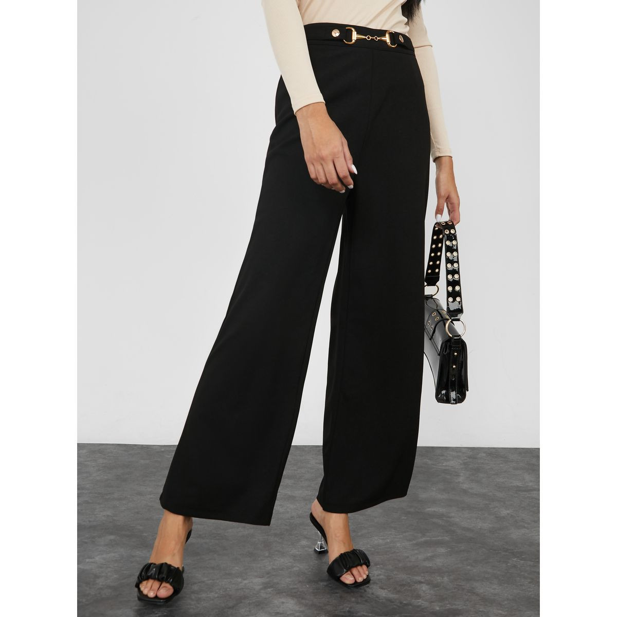 Styli Belt Detail Straight Leg Trouser-women-clothing-trousers-image-1