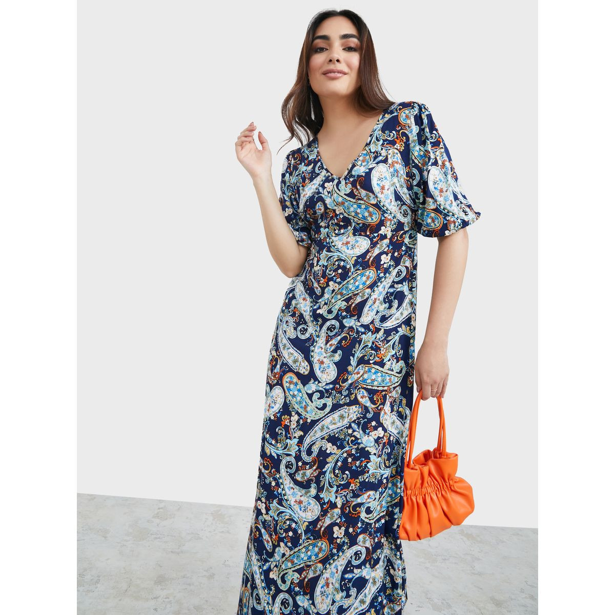 فستان طويل مطبع بطبعة بيزلي-women-clothing-dresses-image-1