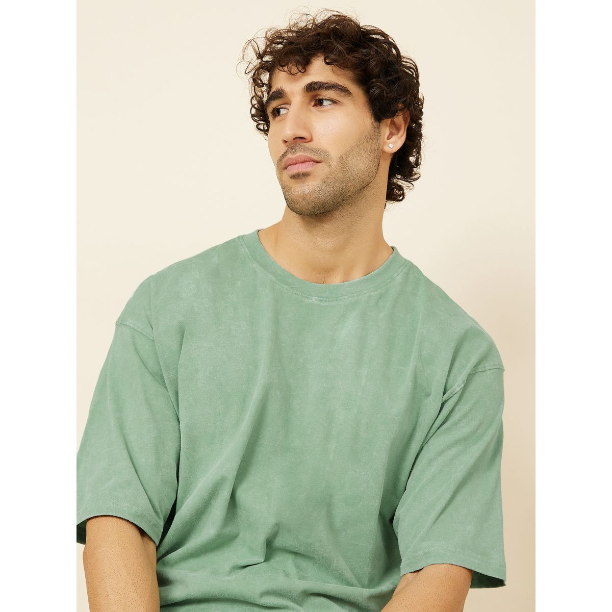 Styli Acid Wash Boxy Fit T-shirt with Ribbed Neck-men-clothing-tshirtsandpolos-tshirts-image-1