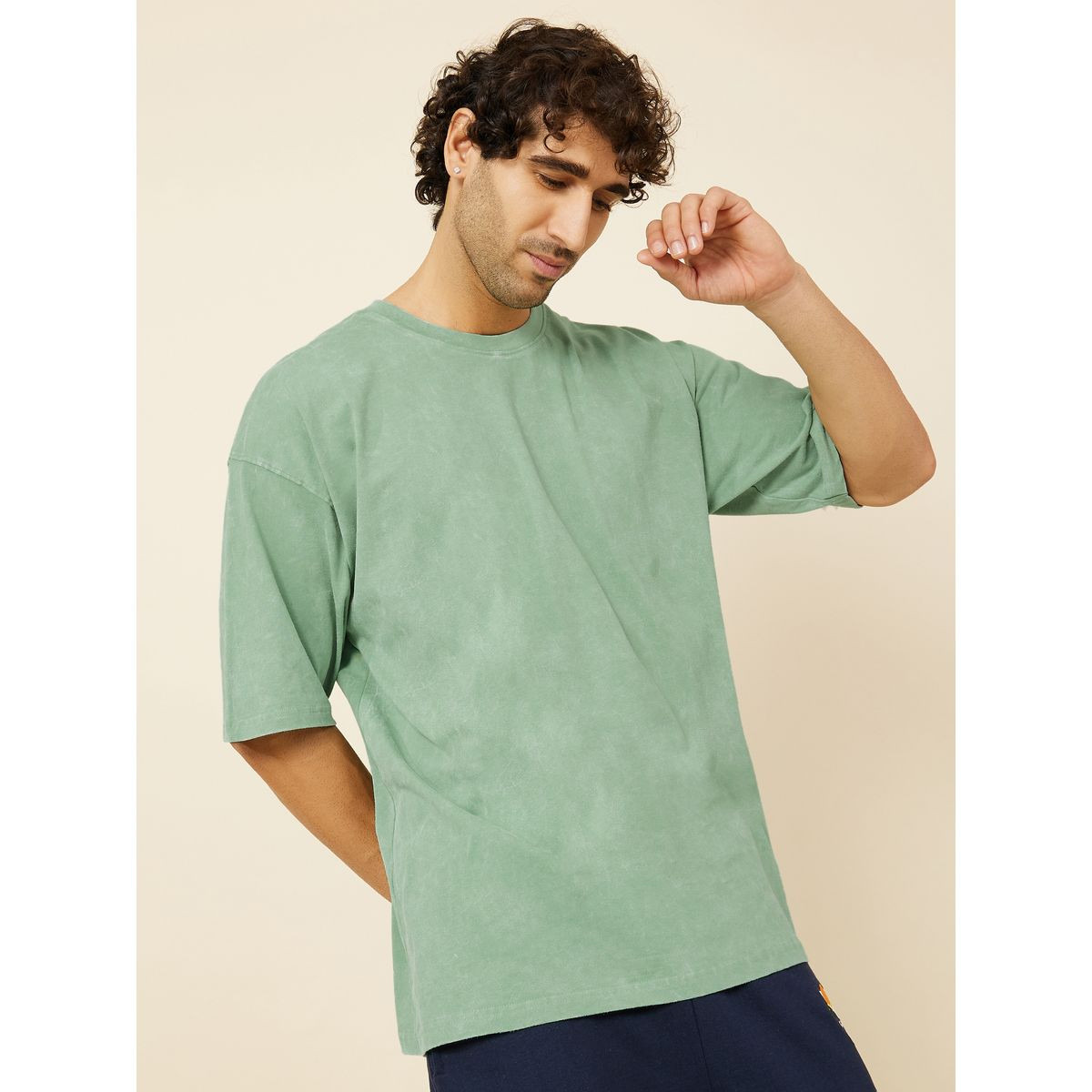 Styli Acid Wash Boxy Fit T-shirt with Ribbed Neck-men-clothing-tshirtsandpolos-tshirts-image-2