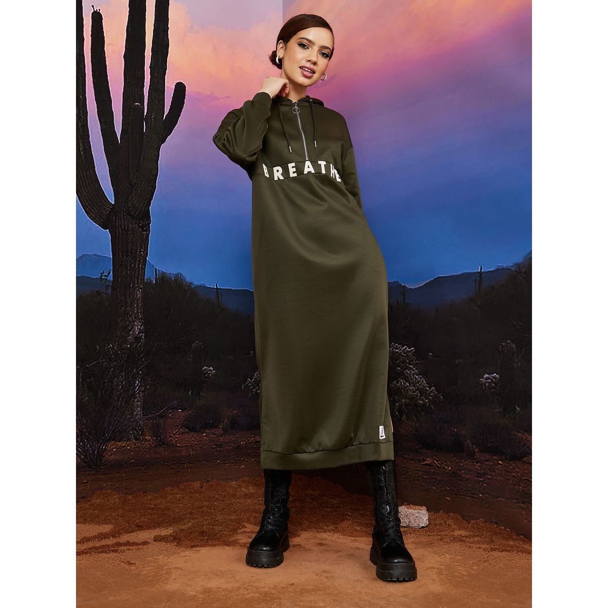 فستان مطبع بكتابة مع قلنسوة-women-clothing-dresses-image-1