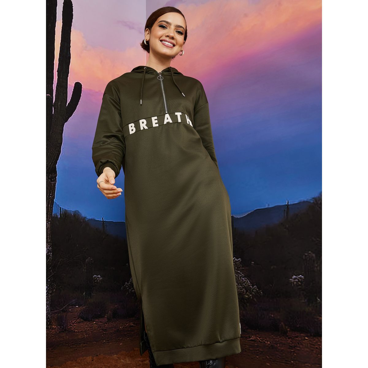 فستان مطبع بكتابة مع قلنسوة-women-clothing-dresses-image-2