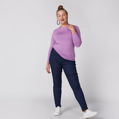 Buy Plus Size Solid Jeggings with Pocket Detail and Elasticised