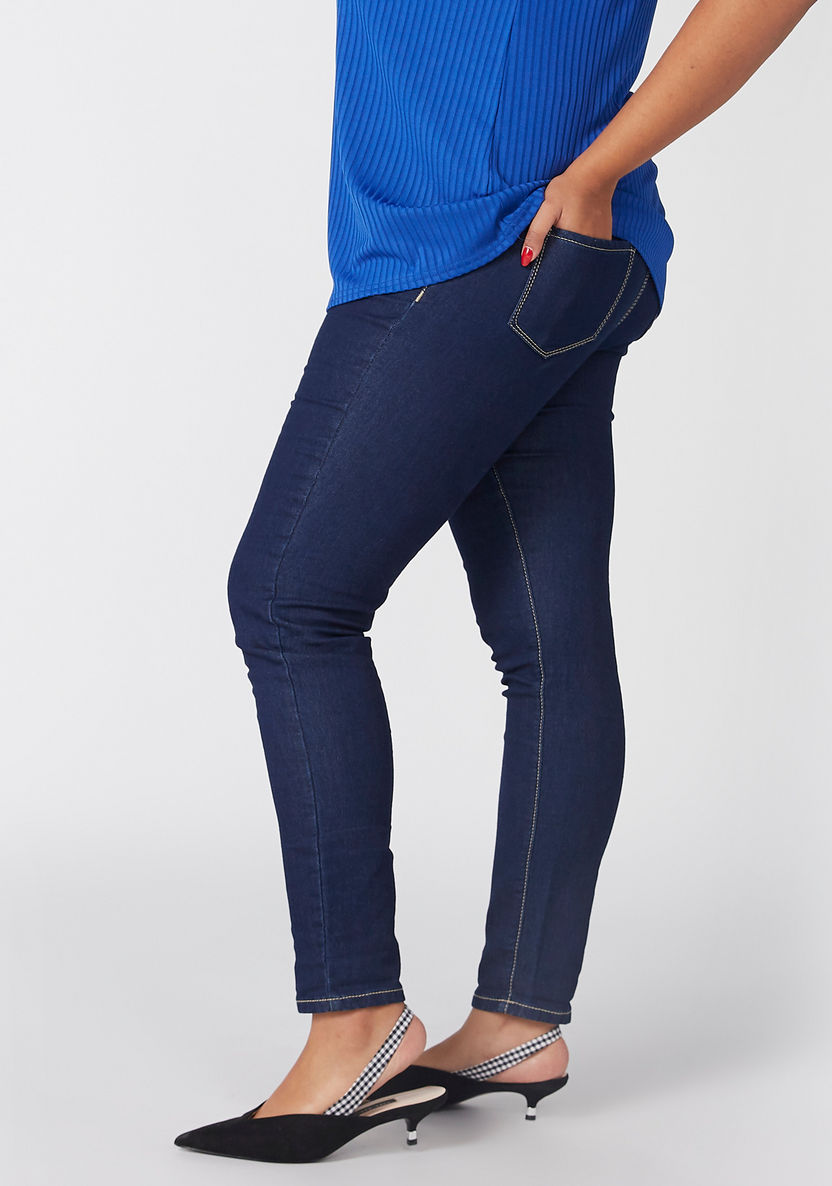 Plus Size Full Length Jeggings with  Pocket Detail-Leggings and Jeggings-image-0