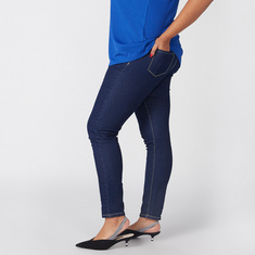 Plus Size Full Length Jeggings with  Pocket Detail