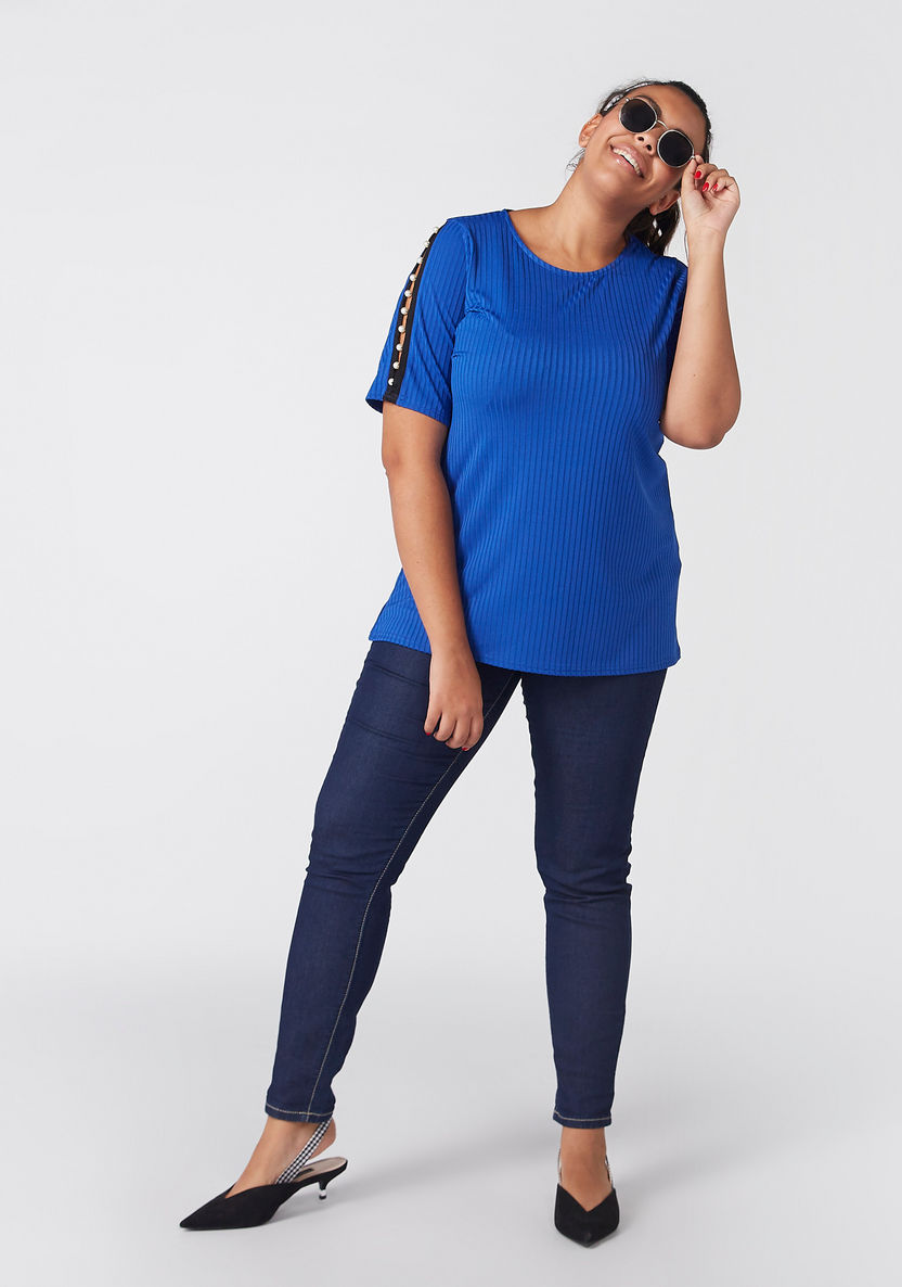 Plus Size Full Length Jeggings with  Pocket Detail-Leggings and Jeggings-image-1