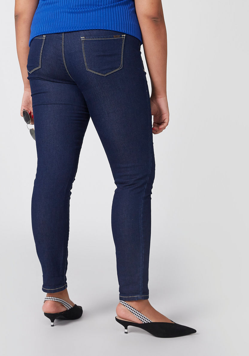 Plus Size Full Length Jeggings with  Pocket Detail-Leggings and Jeggings-image-2
