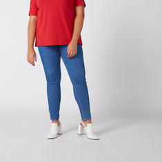 Full Length Jeggings with Elasticised Waistband and Pocket Detail
