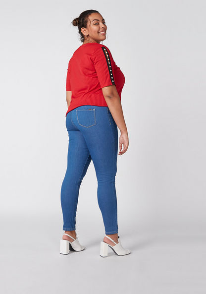 Full Length Jeggings with Elasticised Waistband and Pocket Detail