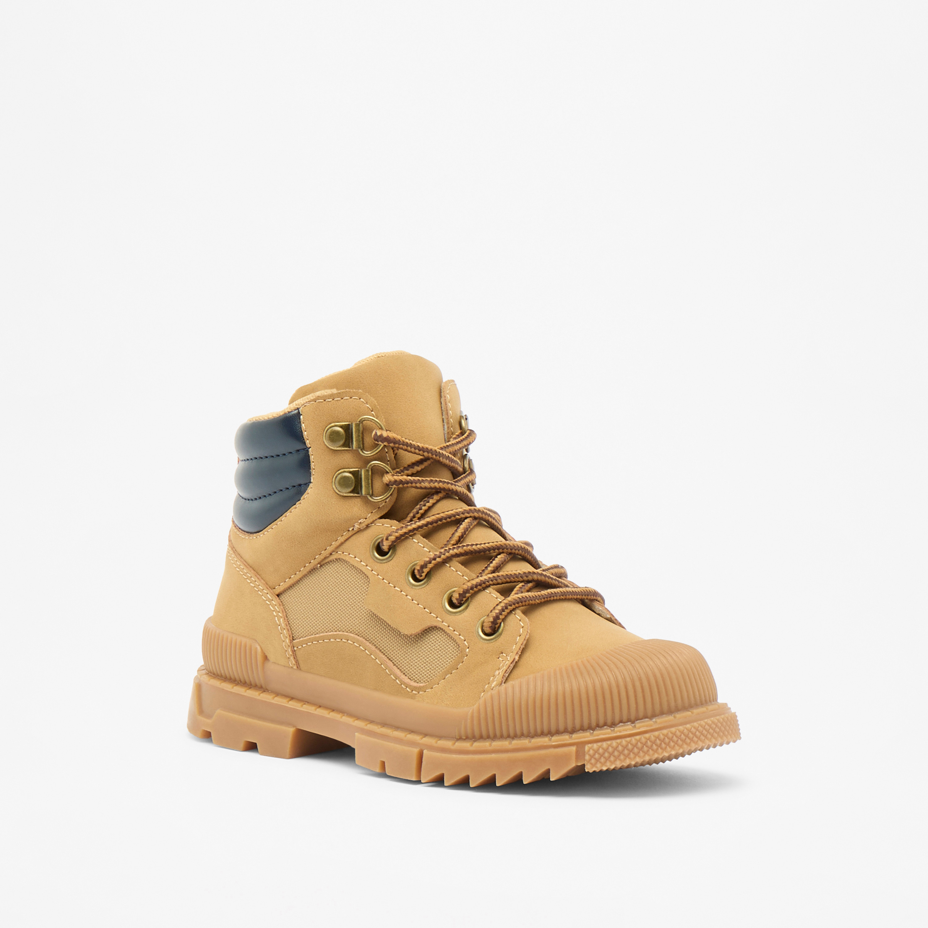 LBL by Shoexpress Panelled Ankle Boots with Lace Detail and Zip Closure-boys-shoes-boots-image-1