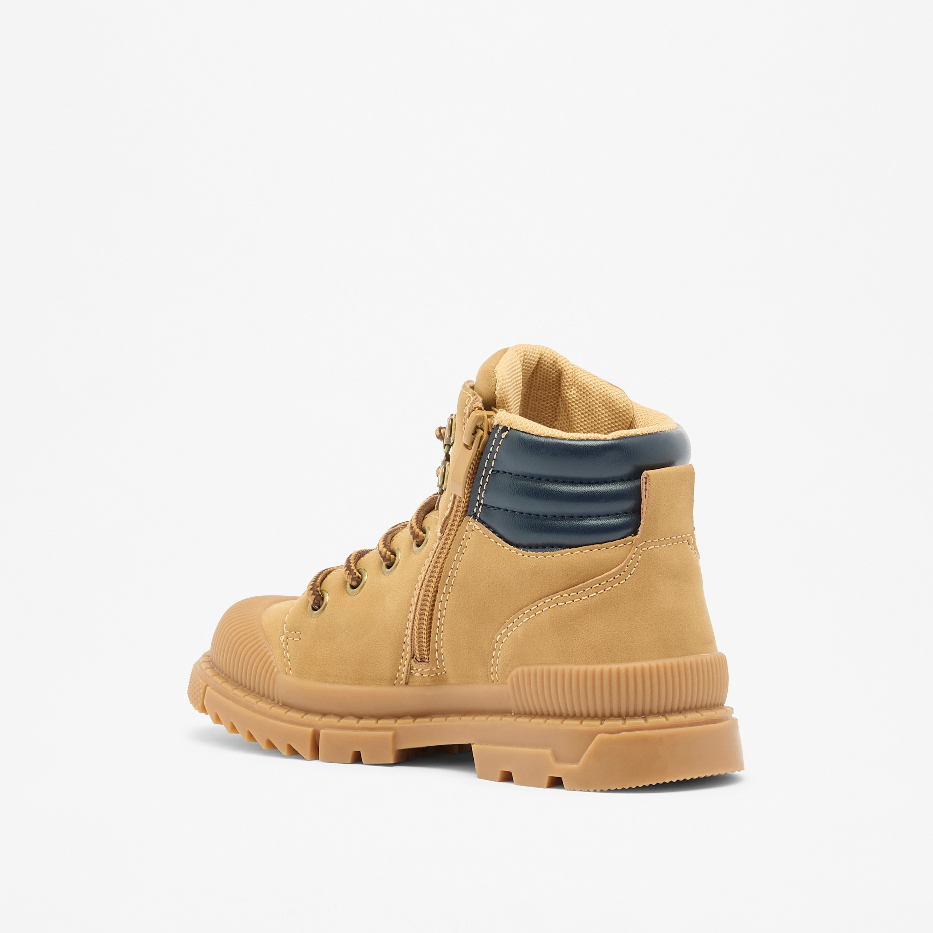 LBL by Shoexpress Panelled Ankle Boots with Lace Detail and Zip Closure-boys-shoes-boots-image-2