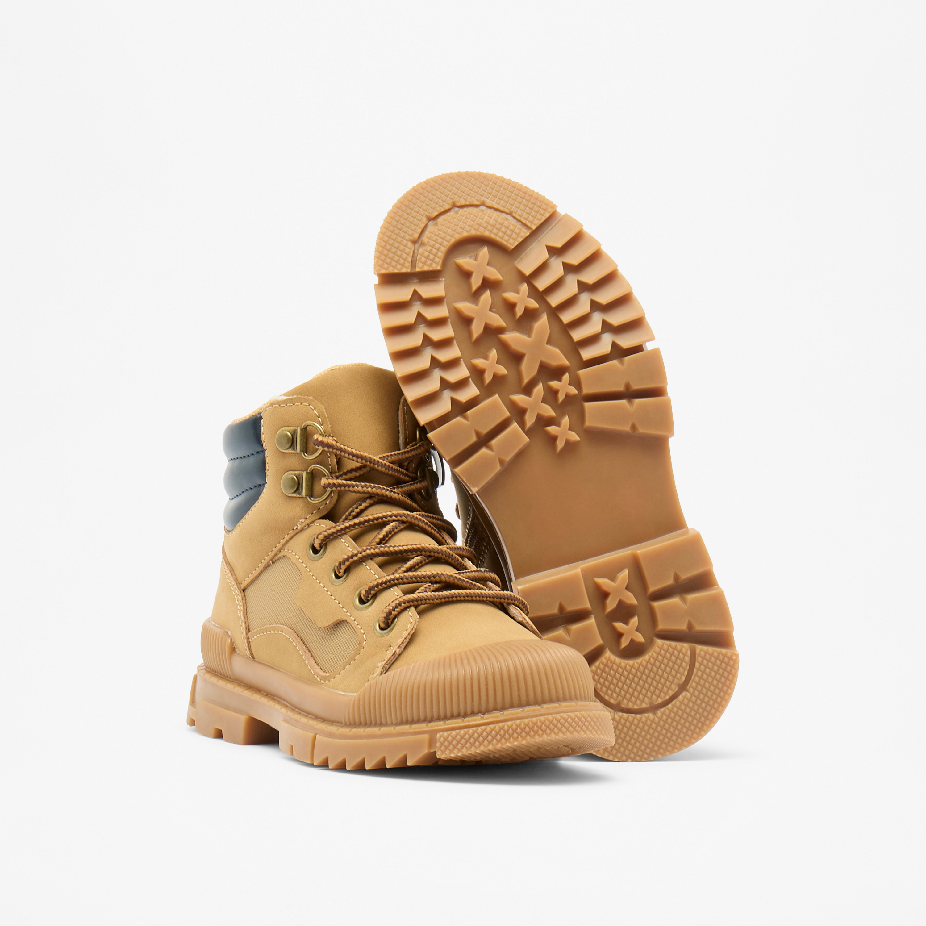 LBL by Shoexpress Panelled Ankle Boots with Lace Detail and Zip Closure-boys-shoes-boots-image-4