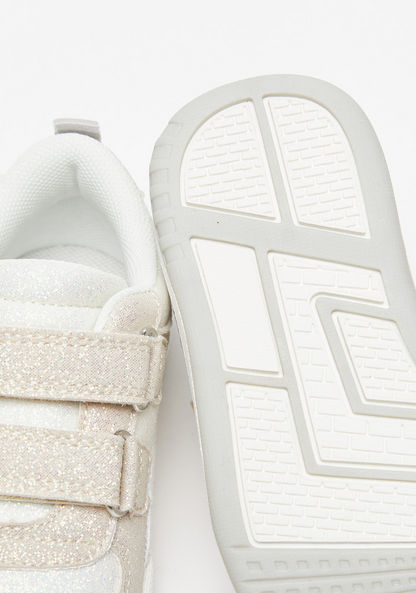 Juniors Glitter Detail Sneakers with Hook and Loop Closure