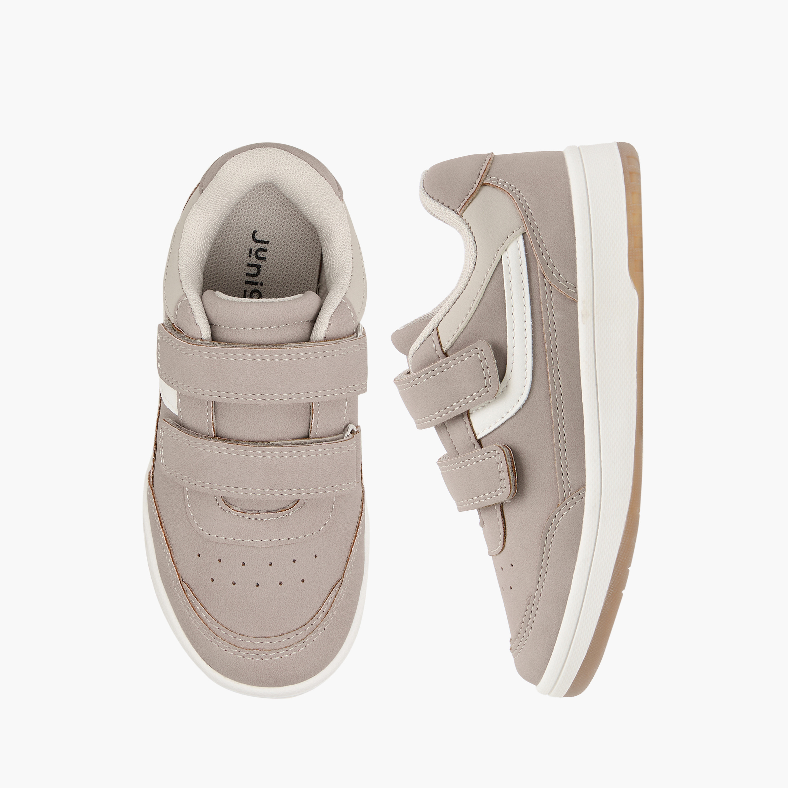 Juniors Panelled Sneakers with Hook and Loop Closure-boys-shoes-schoolshoes-image-1
