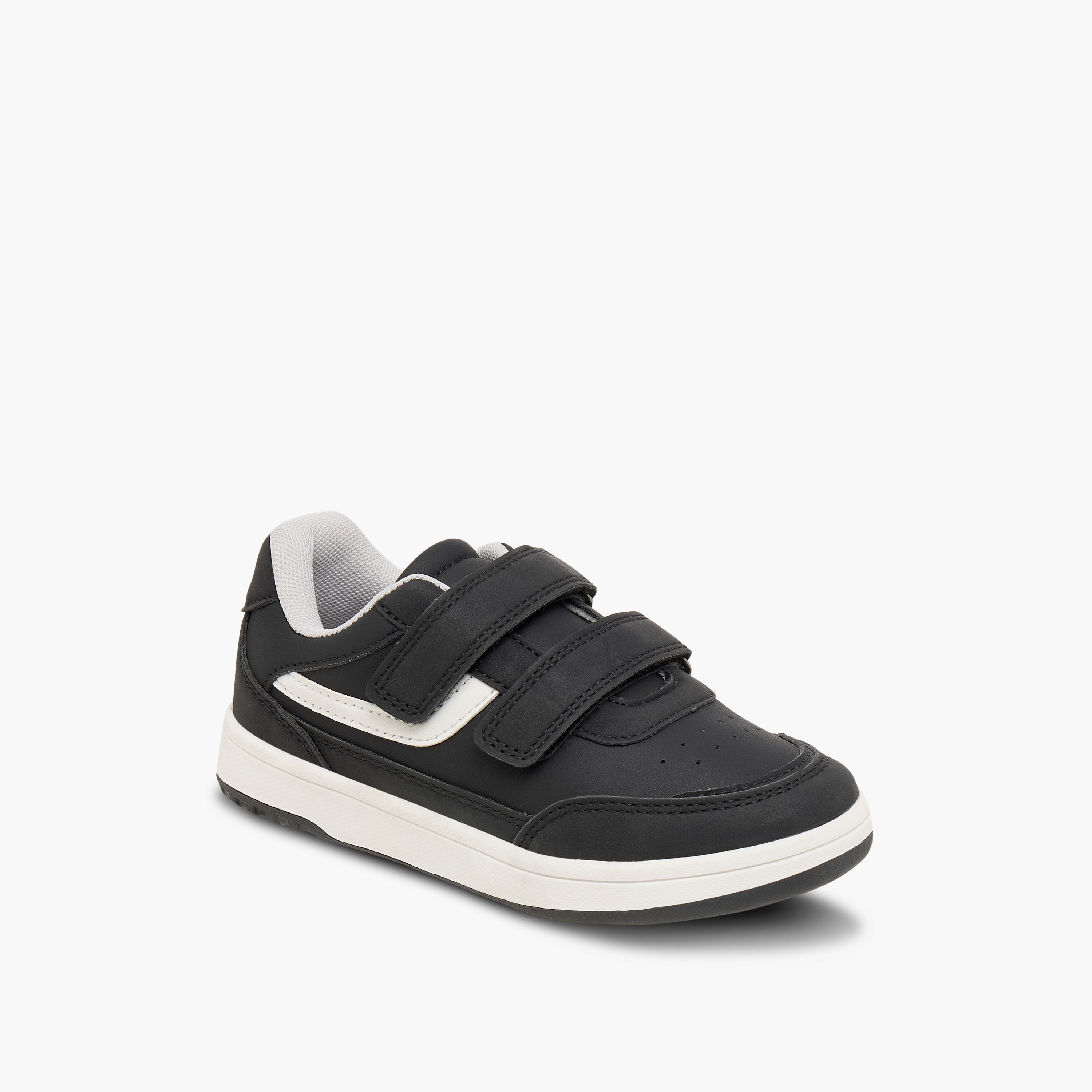 Juniors Panelled Sneakers with Hook and Loop Closure-boys-shoes-schoolshoes-image-2