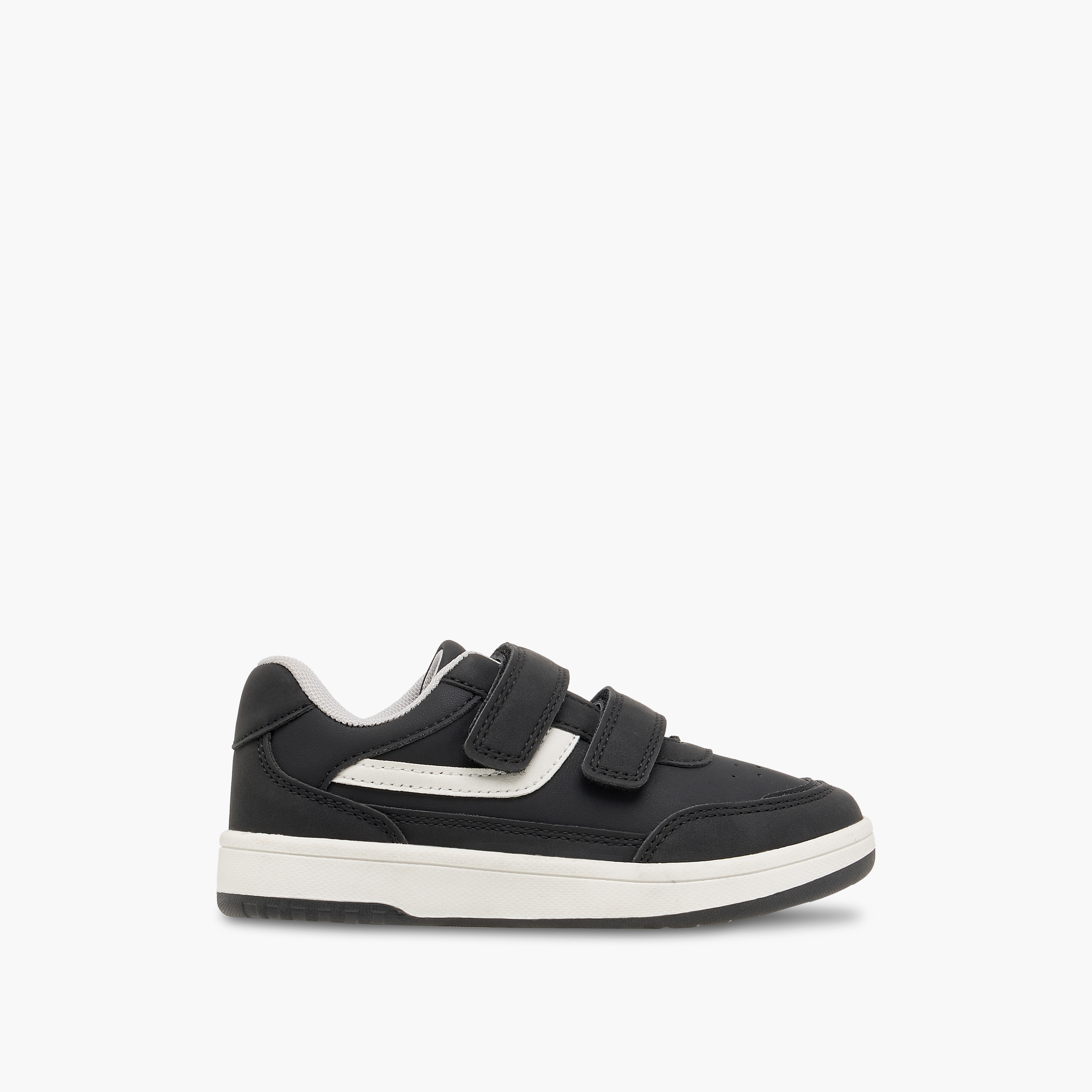 Juniors Panelled Sneakers with Hook and Loop Closure-boys-shoes-schoolshoes-image-3